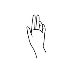 Woman's Hand icon line. Vector Illustration of female hand. Lineart in a trendy minimalist style.