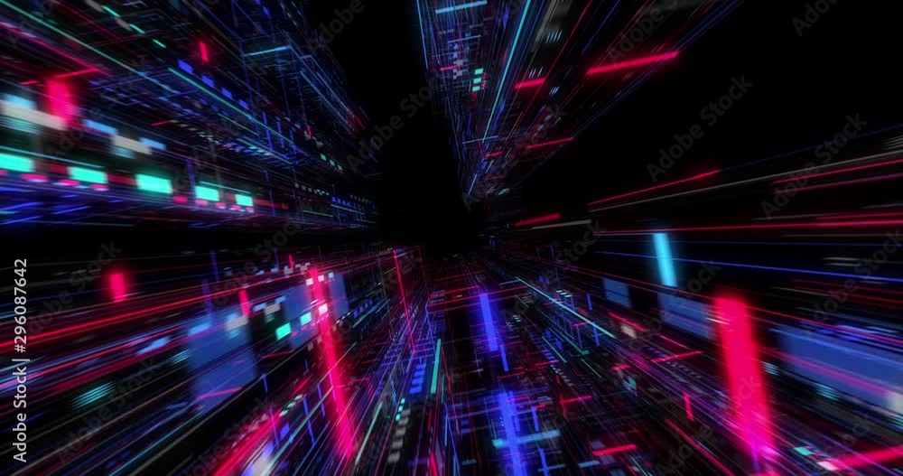 Poster flying over abstract motion background, a futuristic circuit board, digital motherboard. digital gri