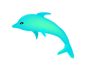 Dolphin is blue. Vector illustration on isolated background.