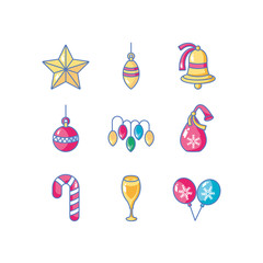 bundle of christmas with icons set