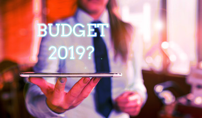 Word writing text Budget 2019 Question. Business photo showcasing estimate of income and...