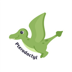Funny pterodactyl in cartoon style on white background © medava
