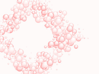 Pink soap foam bubbles vector concept, abstract shampoo soapy effect background.