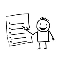 Creative hand drawn illustration of a man creating his wish list.