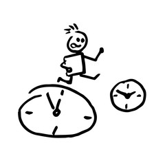 No time illustration with stick man running.