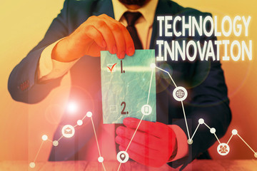 Conceptual hand writing showing Technology Innovation. Concept meaning significant technological...