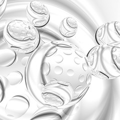 Black and white cool bubble shapes background. Fresh air and perspective space background. Abstract illustration.