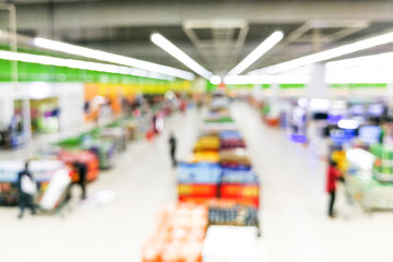 Obraz premium Background blur of supermarket hypermarket in Malaysia, Asia