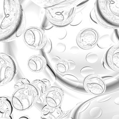 Black and white cool bubble shapes background. Fresh air and perspective space background. Abstract illustration.