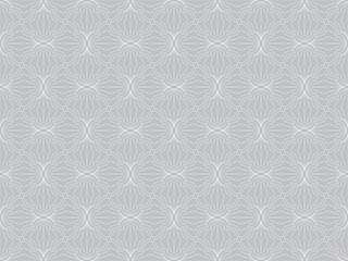 The geometric pattern with wavy lines. Seamless vector background. White and grey texture. Simple lattice graphic design.