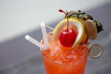 Glass of Mai tai cocktail