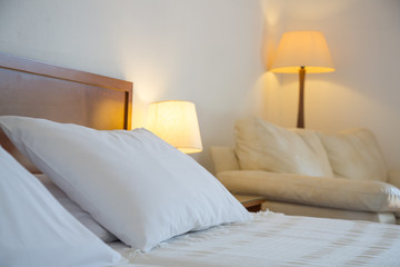 Soft pillows on the king-sized bed in the room