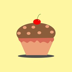 cupcake chocolate and cherry icon. decoration for menu