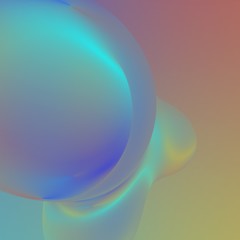 Glossy flowing bubbles, lights and shades fantastic background with realistic 3d render illustration.