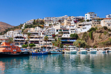 Fototapeta na wymiar Agia Galini harbour on a sunny day