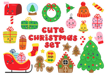 set of isolated cute Christmas elements 