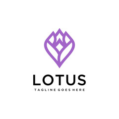 Illustration Colorful Artistic Lotus Flower logo design inspiration sign