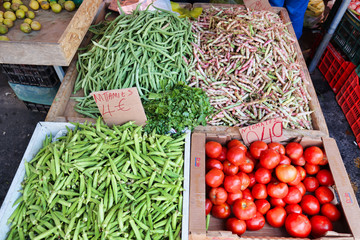 Fresh vegetables at a market stall