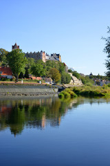 Fototapeta na wymiar Bernburg, Germany view over the river Saale to the castle on a hill
