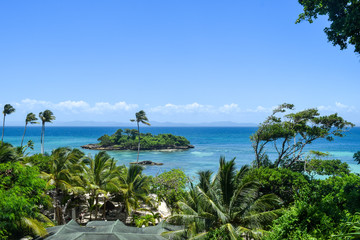 Fototapeta na wymiar island in caribbean sea, view from cayo levantado