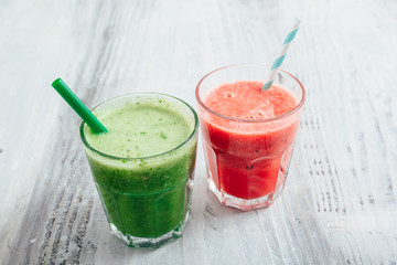 fruit smoothie on bright background