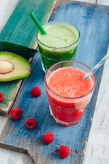 fruit smoothie on bright background