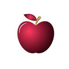 Red apple icon isolated on white background. Vector illustration for design.