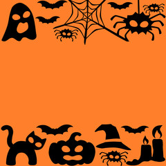 Halloween frame on orange background