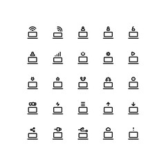 Set of laptop, notebook, portable outline style icon - vector