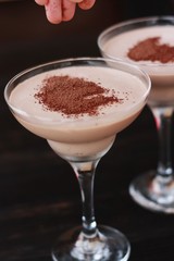 Delicious coffee dessert in a beautiful glass