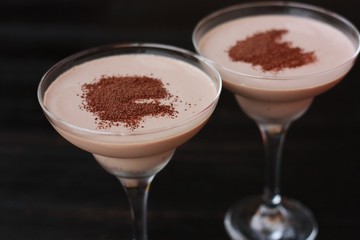 Delicious coffee dessert in a beautiful glass