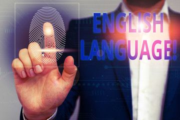 Text sign showing English Language. Business photo showcasing third spoken native lang in world...