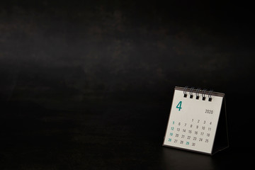 2020 April calendar on black background 