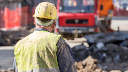 Heavy work for a construction worker on the site.