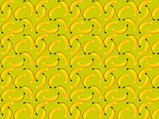Seamless pattern of bananas on a yellow background.