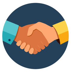 Circle business handshake icon. Handshake of business partners. Business handshake. Successful deal. Vector flat style illustration