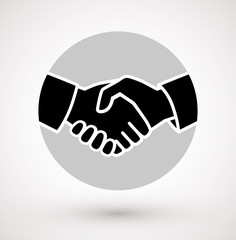 Circle business handshake icon. Handshake of business partners. Business handshake. Successful deal. Vector flat style illustration