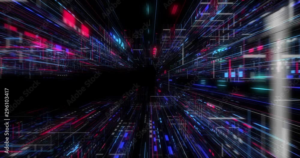 Poster seamless loop global connection business cloud computing service, ig data visualization. blockchain.