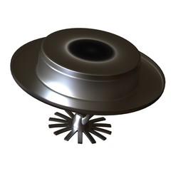 Fire sprinkler on white background, isolate. 3D rendering of excellent quality in high resolution. It can be enlarged and used as a background or texture.