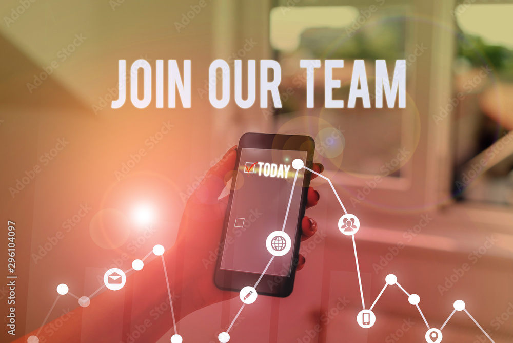 Poster conceptual hand writing showing join our team. concept meaning inviting someone to join in your loca
