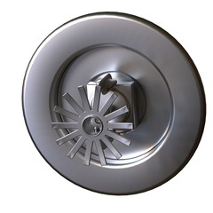 Fire sprinkler on white background, isolate. 3D rendering of excellent quality in high resolution. It can be enlarged and used as a background or texture.