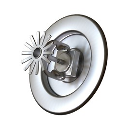 Fire sprinkler on white background, isolate. 3D rendering of excellent quality in high resolution. It can be enlarged and used as a background or texture.