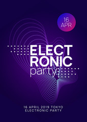Dj party. Dynamic gradient shape and line. Trendy discotheque brochure template. Neon dj party flyer. Electro dance music. Techno trance. Electronic sound event. Club fest poster.