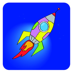 Rocket launch. New project start up concept in flat design style. Vector illustration - Vektorgrafik 