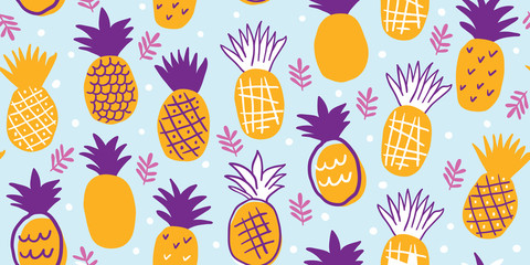 Colorful minimalistic pineapples pattern