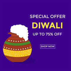 ornate decoration diwali sale vector UP TO 75% OFF vector illustration design. banner and card