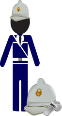 poliziotto vigile urbano cappello e fischietto 