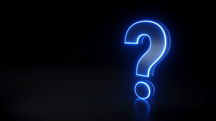 Question Mark Sign Icon With Neon Light - 3D Illustration