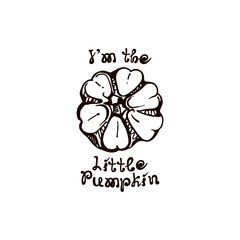 Autumn hand drawn pumpkin with lettering isolated on white