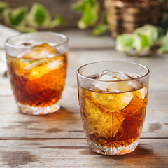 Old fashioned italian cocktail negroni with gin, campari, martini vermouth